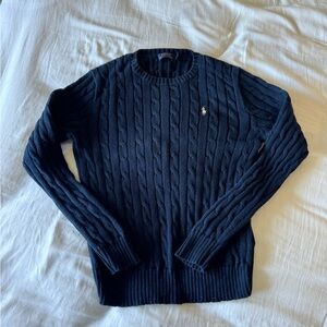 Polo by Ralph Lauren Blue Cable Knit Crewneck Sweater
